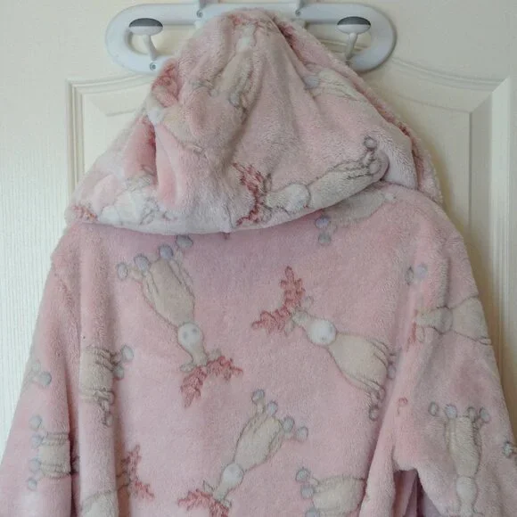 La Vie en Rose Women's Size M Hooded Bathrobe Housecoat Plush Bath Robe - Picture 8 of 10
